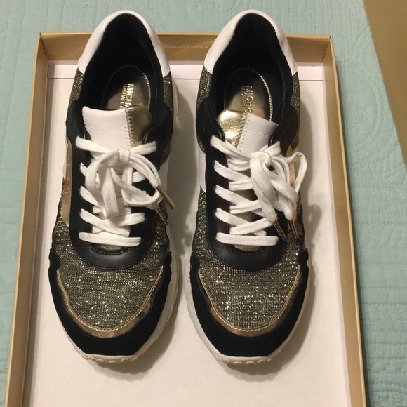 michael kors black and gold trainers